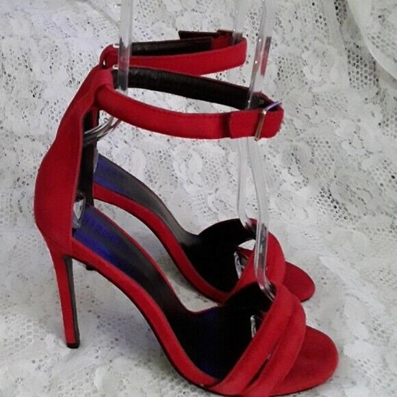 NWOT Nicholas JOCELYN Red  Suede Stiletto Sandals Pumps Shoes 37.5 IT - Picture 2 of 6